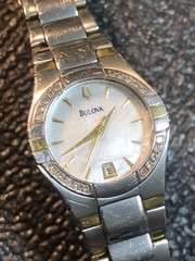 Vtg. Bulova Women’s Dress Watch 20 Diamonds Ladies SS Wristwatch 24mm New Bat.