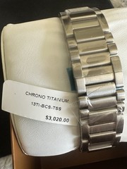 Philip Stein Chrono Titanium Chronograph Quartz Tonneau Titanium Bracelet w/ Box