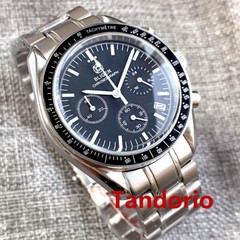 Bliger 40mm Quartz Full Functional Chronograph Watch Black Dial Folding Clasp