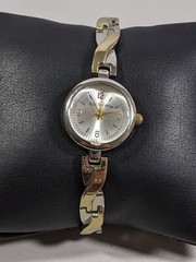 Kim Rogers Silver Tone Dial Round Case 22.5 mm Two Tone Bracelet Band Watch