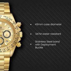Kenneth Scott Men’s Multi Function Watch | Champagne Dial, Gold Case & Strap