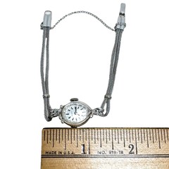 Vtg Bennett 14K White Gold Diamonds Ladies Wrist Watch Swiss Speidel Strap