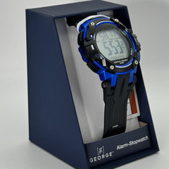 George Wristwatch Alarm Stopwatch – Brand New in Box – Blue & Black – Digital –