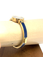 Tory Burch Women’s Watch TBW1400 Kira Gold Blue Dial Bangle Petite 22mm Steel