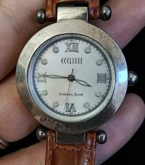 925 Ecclissi Sterling Silver Cased Watch & Clasp, Mother Of Pearl MOP Dial 22340
