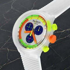 Swatch Big Bold Neon Jelly Unisex Quartz White Dial Clear Transparent Watch