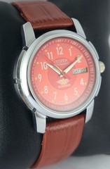 Refurbished Citizen Automatic Orange Dial with Day/Date Men’s Watch | 21 Jewels