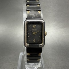 Seiko Tank Watch Women 14mm Black Dial Black & Gold Tone 2E20-5590 New Battery A