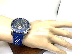 Nautica Men’s Watch N15514 Quartz Chronograph White Blue Rubber Band 42mm