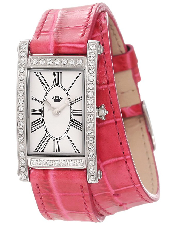 Juicy Couture 1901043 Pink Royal Double Wrap Leather Strap Watch F1298