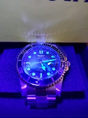 Invicta Shark Diver Silver Dark Blue Wave Edge Face With Shark AMAZING BLUE LIME
