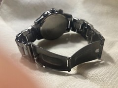 Woman’s Black Stainless Steel Watch With Fold Clasp