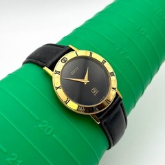 Gucci 3000M Gold Interlocking Black Quartz Men’s Wristwatch Japan 0613820