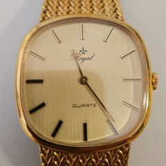 Vintage Men’s Watch “ROYAL” Swiss Dress Ultraslim Integrated Gold Tone NOS 1979