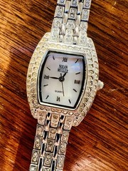 Nolan Miller Beautiful WORKING Bracelet Watch With Crystal And New Battery
