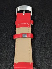 Yazole Black White Dial Round Case Red Leather Band Watch