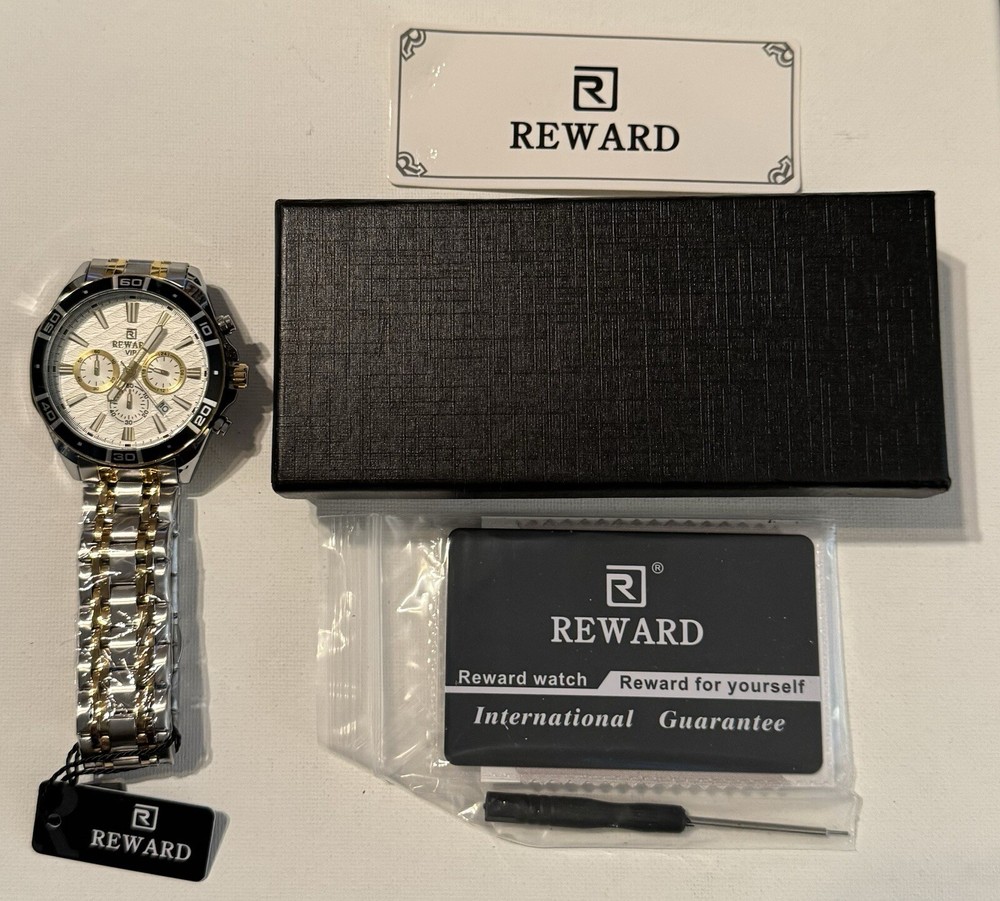 Men’s Watch, Reward Brand, Stainless Steel, Silver/ Gold, Open Box Condition