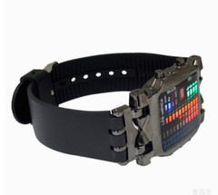 Fashion Cool Creative Funky Watch Black Men Boys PU Rubber Band Colorful LED