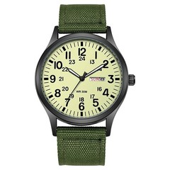 Men’s Tactical Military Nylon Band Quartz Date Wrist Watch Luminous 24-Hour Dial