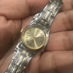Working TFX By Bulova Two Tone Ladies Steel Watch New Battery 26mm Fit 7.5in
