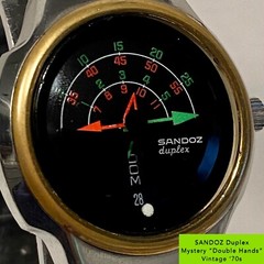 SANDOZ DUPLEX “Mystery Red&Green Four Hands” 40mm Mechanical Mens Watch _Vintage