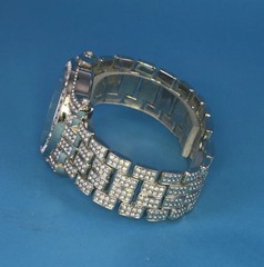 Techno Pave Hip Hop Silver Finish Iced Bezel & Band Men’s Watch