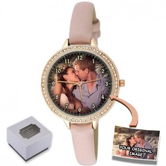 PERSONALISED CUSTOM LADIES ROSE GOLD PHOTO WATCH BIRTHDAY WEDDING DAY GIFT