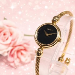 Gucci 2700 Wire Bangle Watch Black Quartz Ladies Japan 0712583