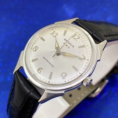 Vintage 1960’s Man’s BENRUS 3 Stars Stunning Silver Dial Fully Serviced WARRANTY