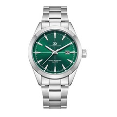 Kenneth Scott Men’s Analog Casual Watch | Green Dial, Silver Case & Strap
