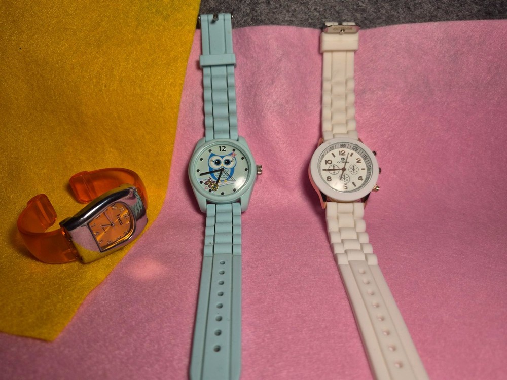Lot of 3 Women’s Quartz Watches – Eikon, Octavia, Cartoon Face – New Batteries –