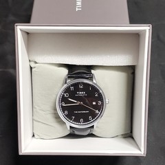 Timex Waterbury Automatic Black Dial Arabic Date Leather Strap Watch w/ Box