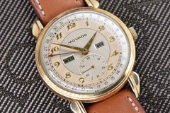 1950s Movado Triple Calander 14K Yellow Gold 34.5mm Calendograf 44820 Watch
