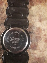 Geneva Silver/Black Quartz Ladies Watch, with Rhinestones, new batterySainl