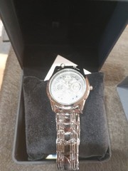 ORUSS Men’s Skeleton Quartz Watch Silver Tone Black Dial Stainless Steel Band
