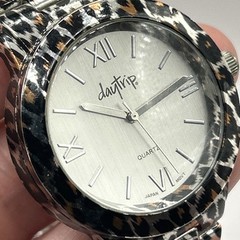 Daytrip Watch Women’s Cheetah Print Orange & Black Band Silver Dial NEW BATTERY