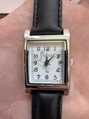 Fallsview Casino Resort Quartz Watch Silver Rectangle Leather Analog New Battery