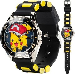 Pokémon Pikachu Red Hat Watch 37mm Silver Tone Black Yellow Accutime Pokemon NIB