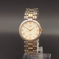 Vtg 1990 N MINT Citizen CQ Exceed Buros 5637-F60366 Ivory Qz 33mm Mens Watch JP