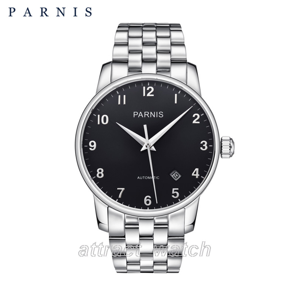 38mm Parnis Men Luxury Mechanical Watch Sapphire Miyota Automatic Stainless Band