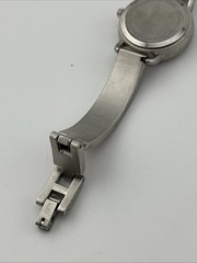 Vintage Mudd Watch Women 25mm Silver Case 6.25″ Pink/Silver Band- New Battery