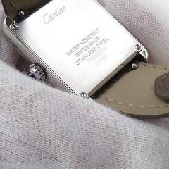 Cartier Quartz Tank WSTA0030 Stainless Steel / Leather 31mm Silver Dial #TZW1089