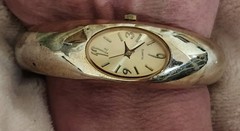 TARGET Hinged Cuff Silve Tone Watch Champagne Dial