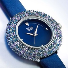 Women’s Burgi BUR240 Swarovski Crystal Diamond Marker Satin Leather Strap Watch