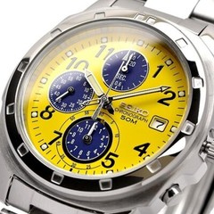 SEIKO SND409 Chronograph Yellow × Navy Stainless Steel Quartz Watch Men’s