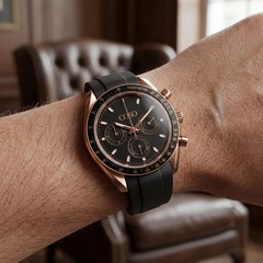 COSO Torvex Chronograph Black Dial Rose Gold Accents Black Bezel Black Strap