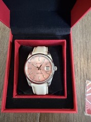 DUXOT Men’s Automatic 100m Pink Dial Date Silver Stainless Steel Bracelet
