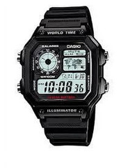 Men’s World Time Watch Resin Strap Multi Time Zone Analog Sport Watch