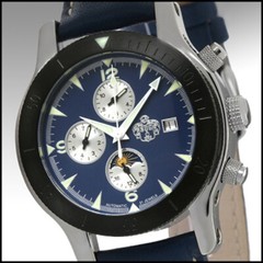 S.U.G. PHENOM MEN’S 21J AUTOMATIC WATCH NEW BLUE DIAL SUG BLUE LEATHER STRAP