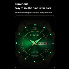 LIGE Luxury Quartz Men Watch Stainless Steel Date Waterproof Luminous Wristwatch